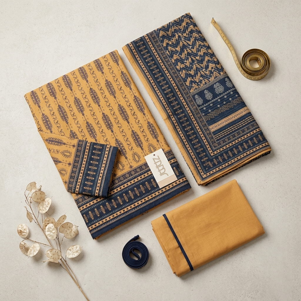 Almeerah Printed Lawn Unstitched 3 Piece Suit – Mustard