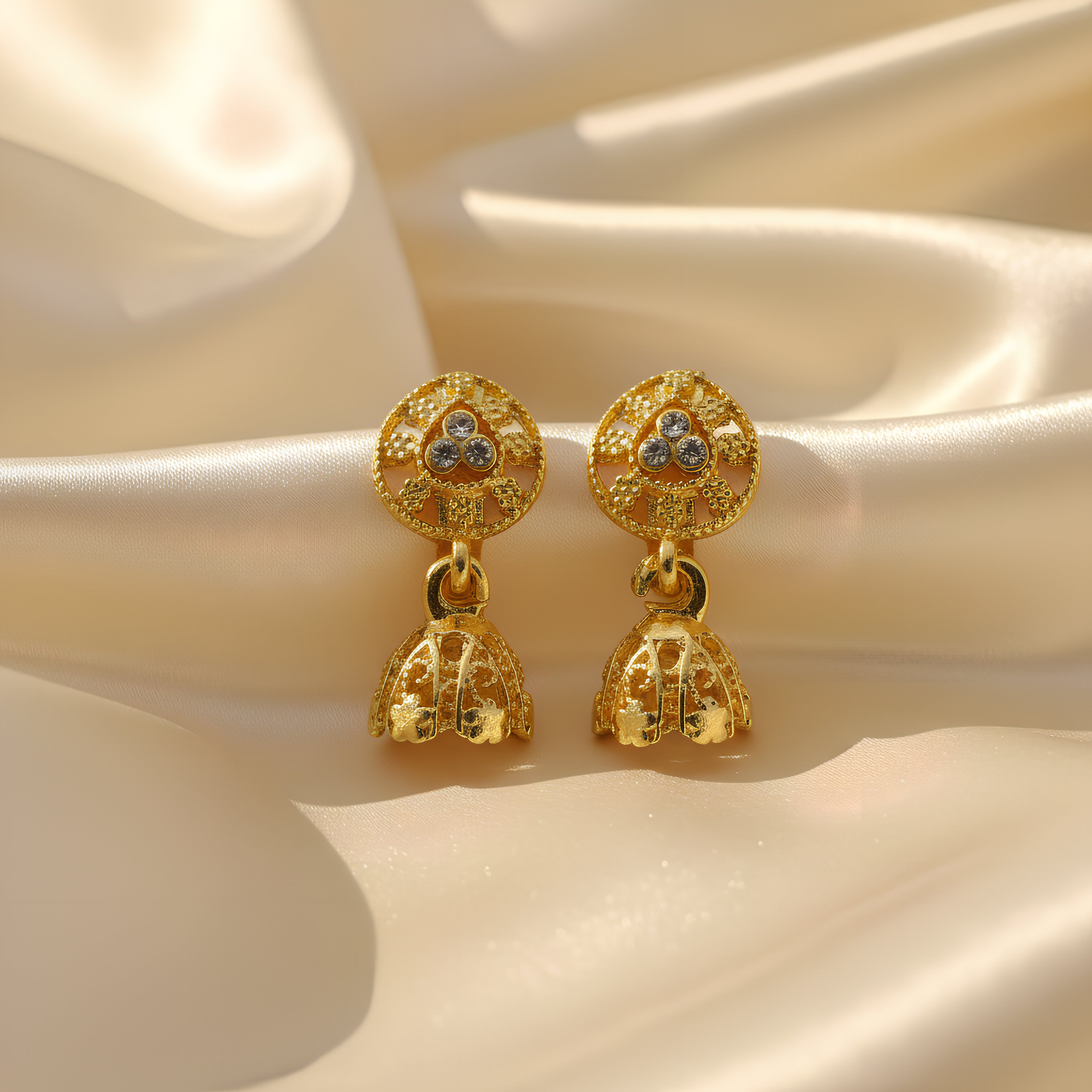 Elegant Artificial Jhumka Earrings with Crystal Stones – Traditional Party Wear