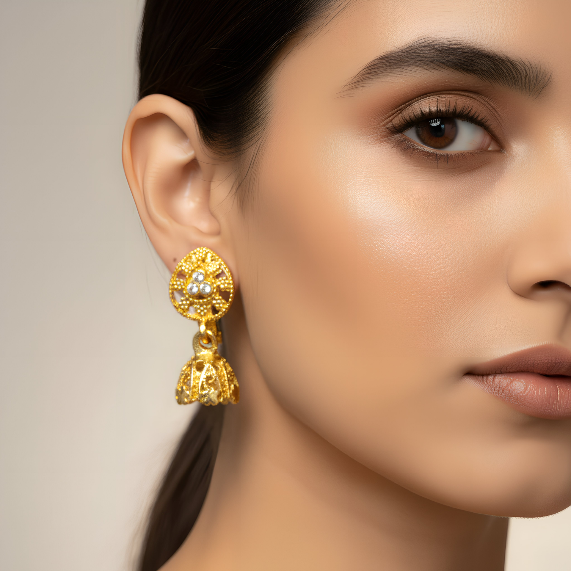 Elegant Artificial Jhumka Earrings with Crystal Stones – Traditional Party Wear